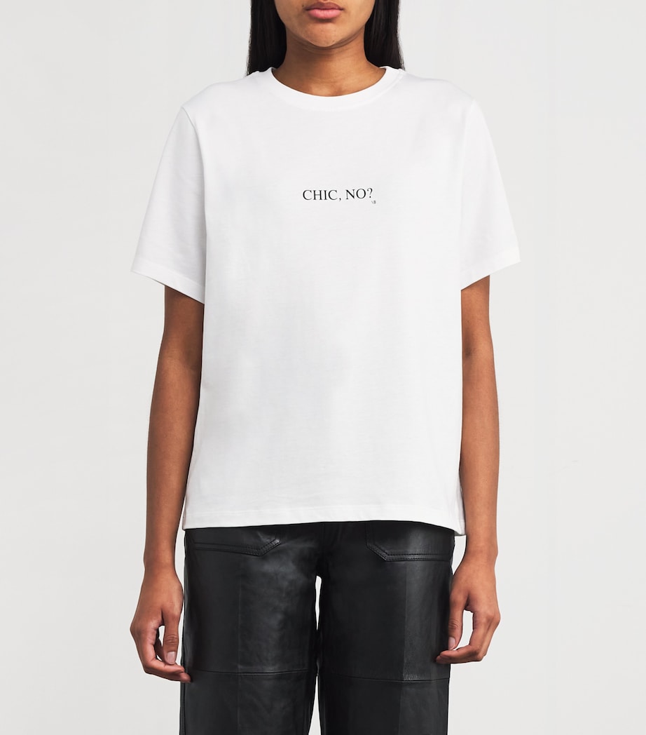 Victoria Beckham White Organic Cotton Slogan T-Shirt