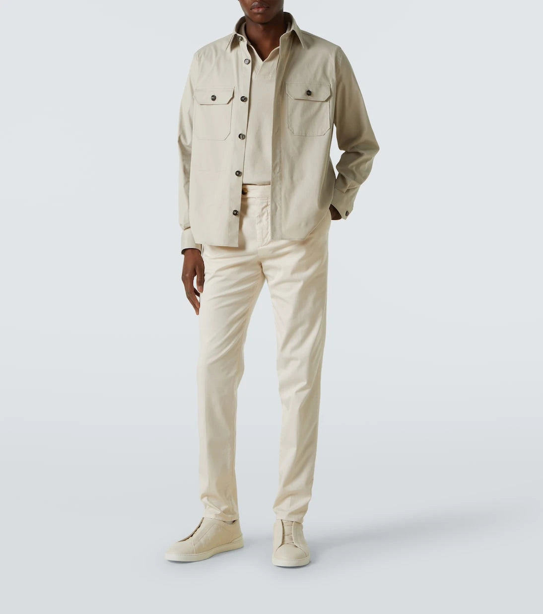 Zegna - قميص علوي من مزيج القطن