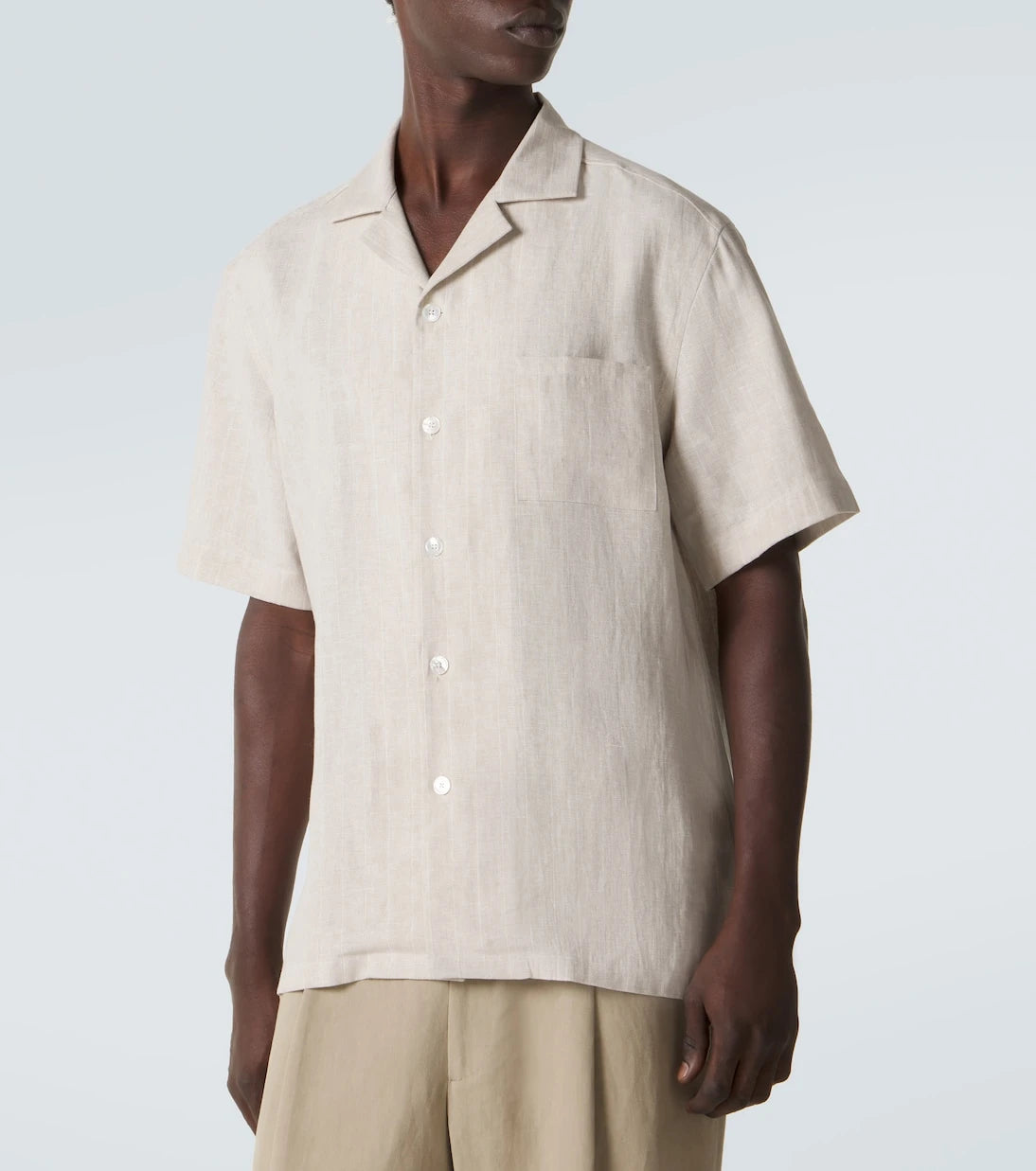 Fedeli - Striped linen bowling shirt
