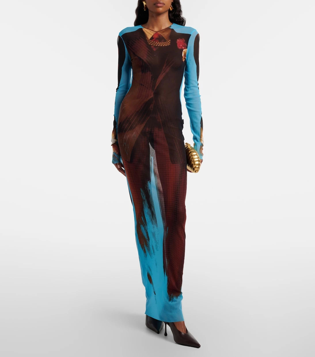 Jean Paul Gaultier - Printed sheer maxi dress