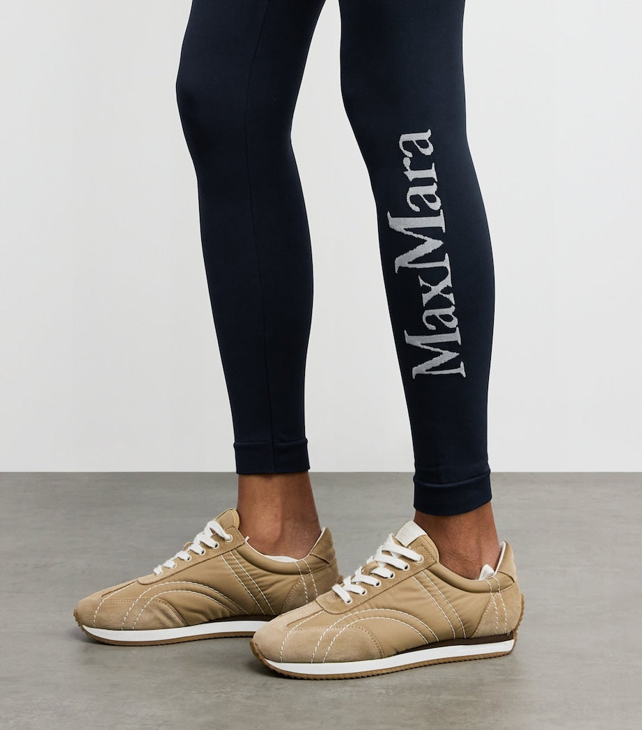 Max Mara Blue Logo Leggings