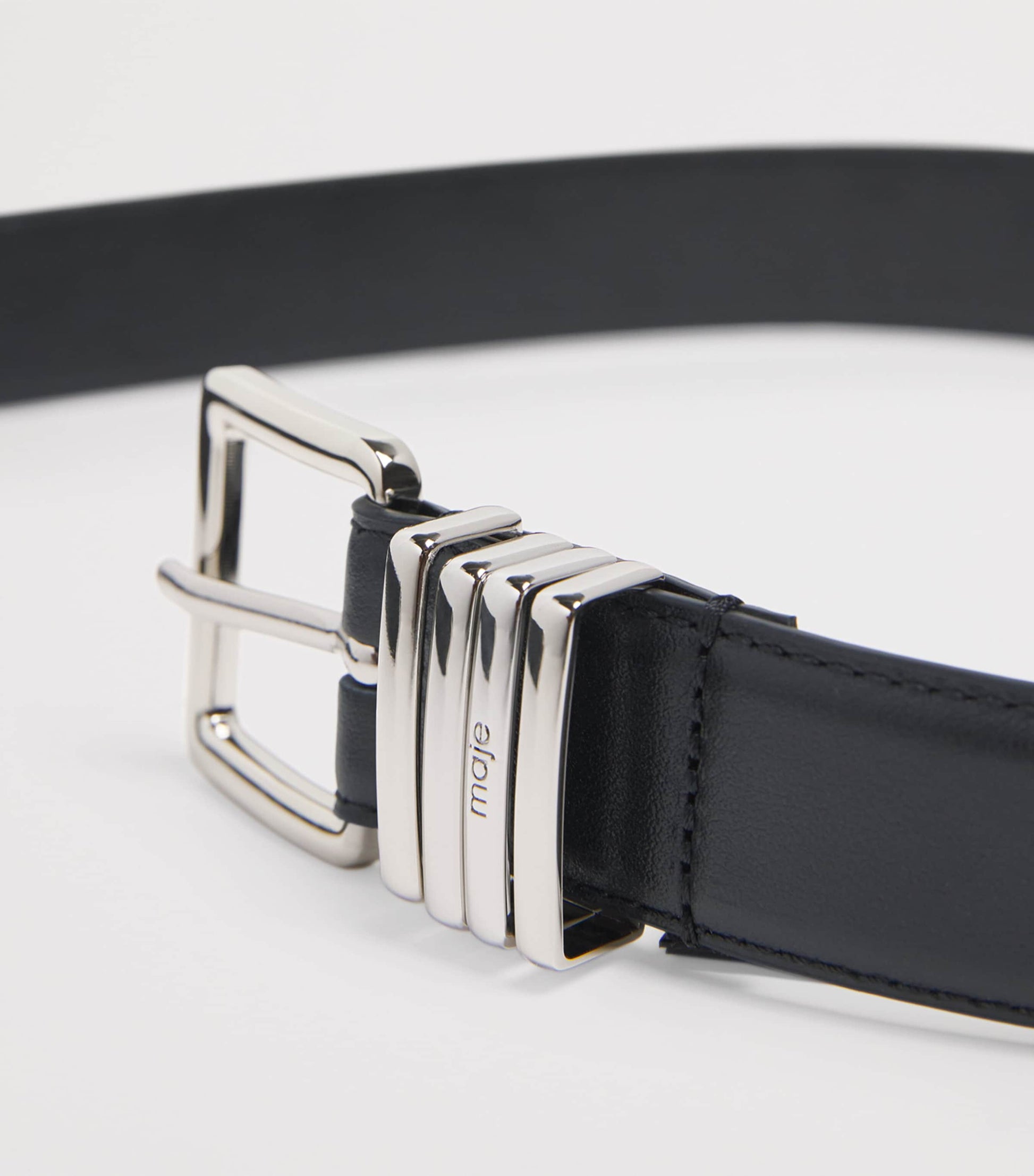 Maje Black Leather Multi-Ring Belt