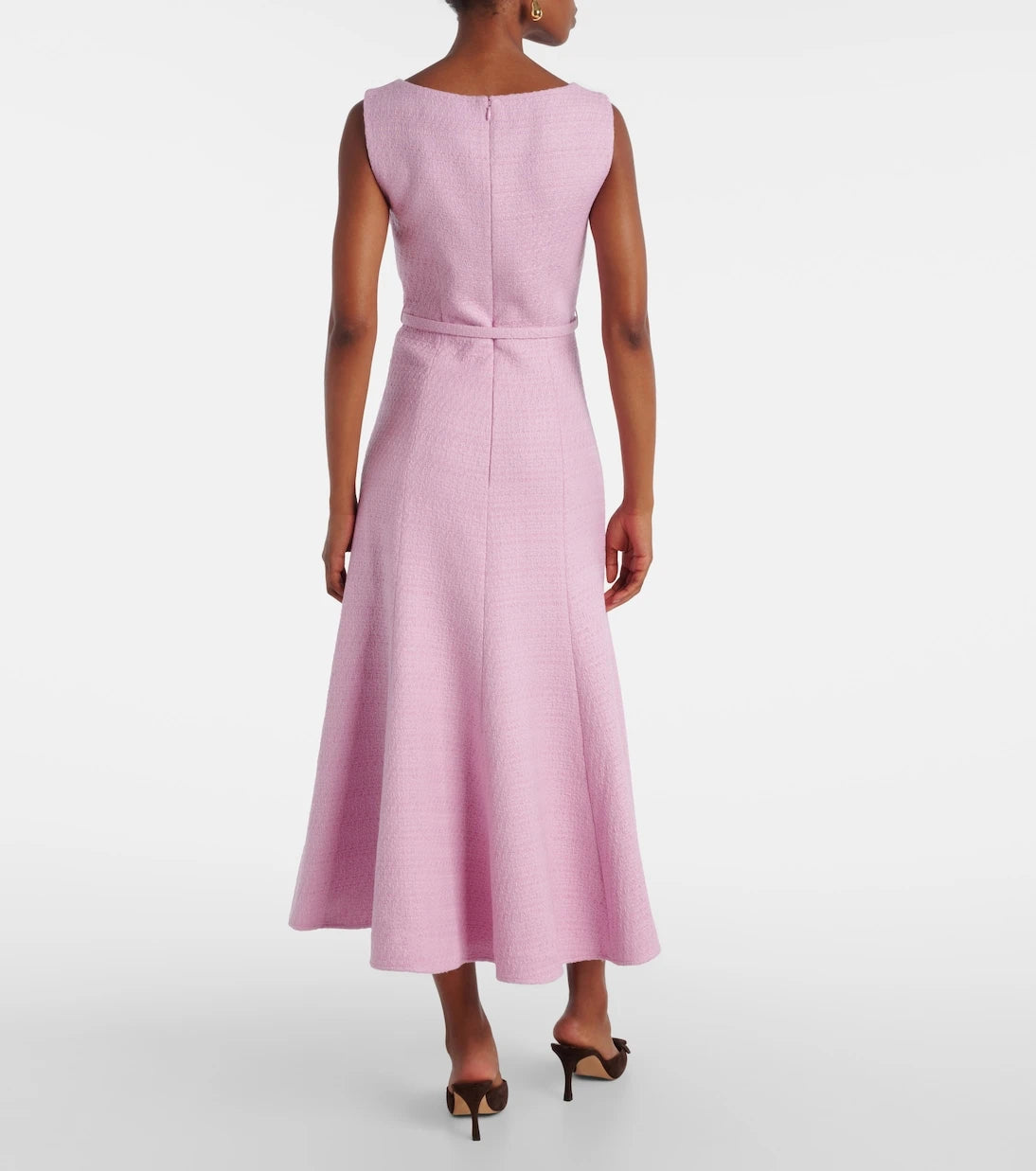 Roland Mouret - Asymmetric belted bouclé midi dress