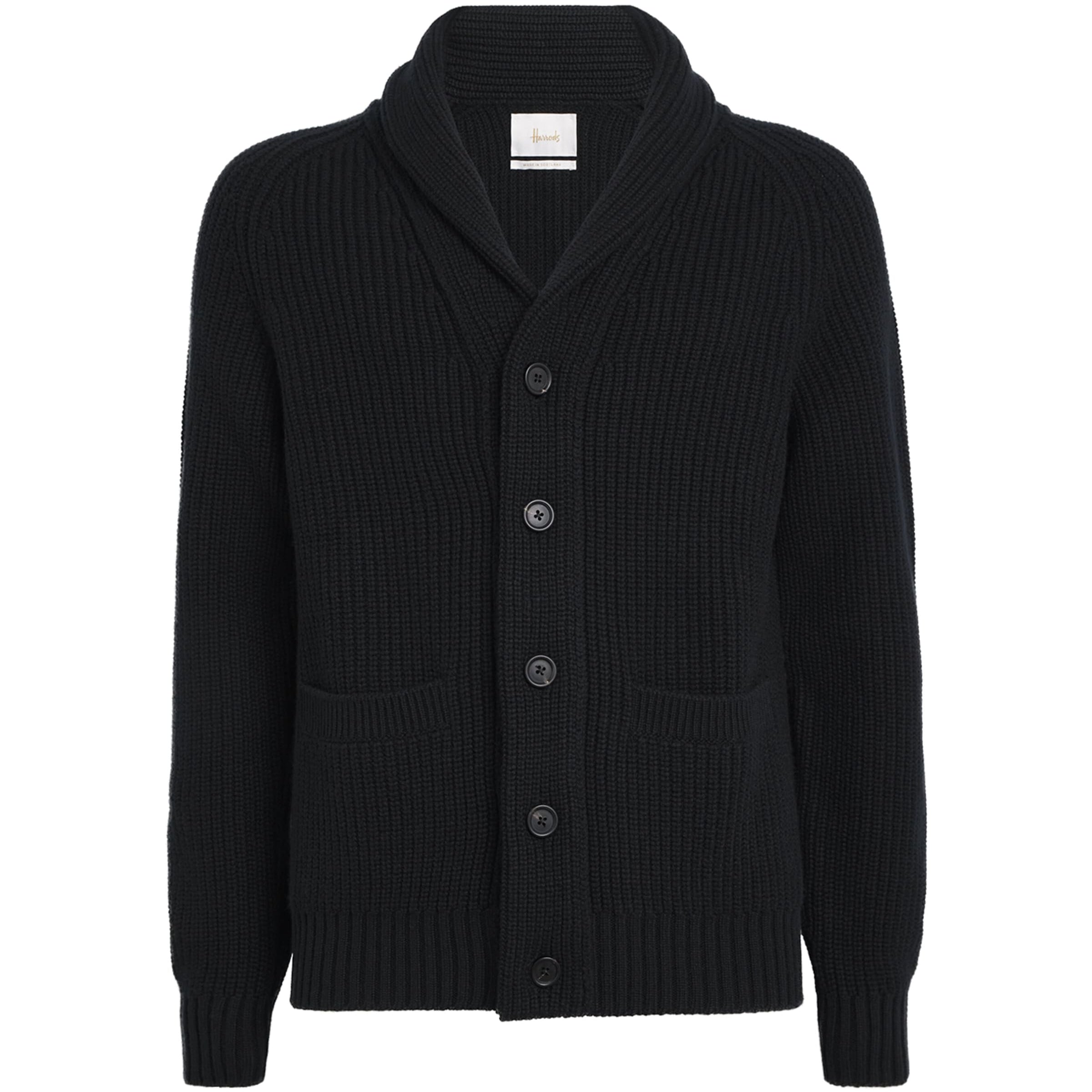 Black Cashmere Shawl-Collar Cardigan