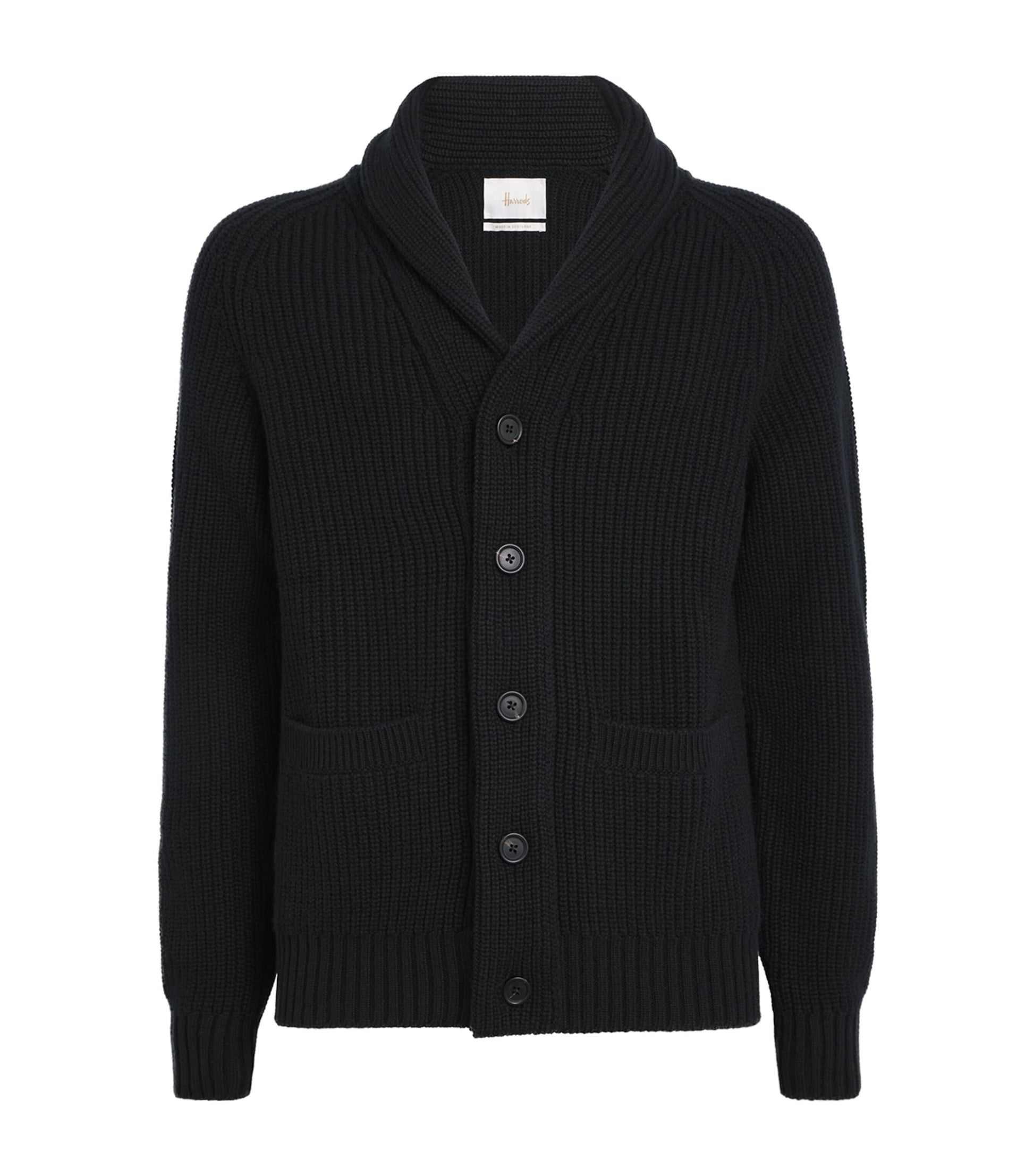 Black Cashmere Shawl-Collar Cardigan