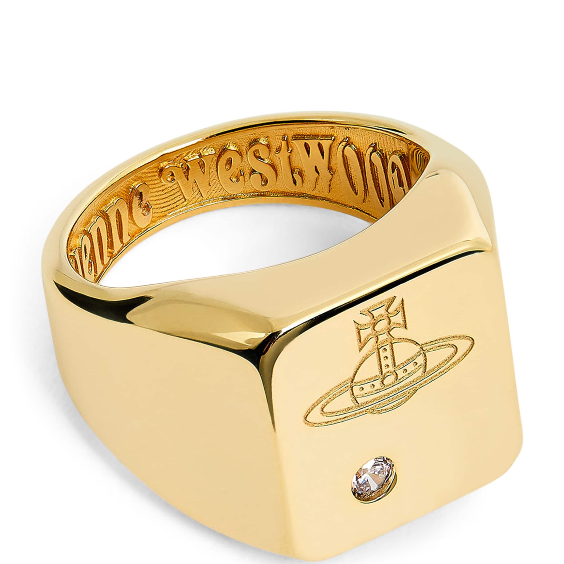 Vivienne Westwood Sterling Silver and Crystal Carlo Orb Signet Ring