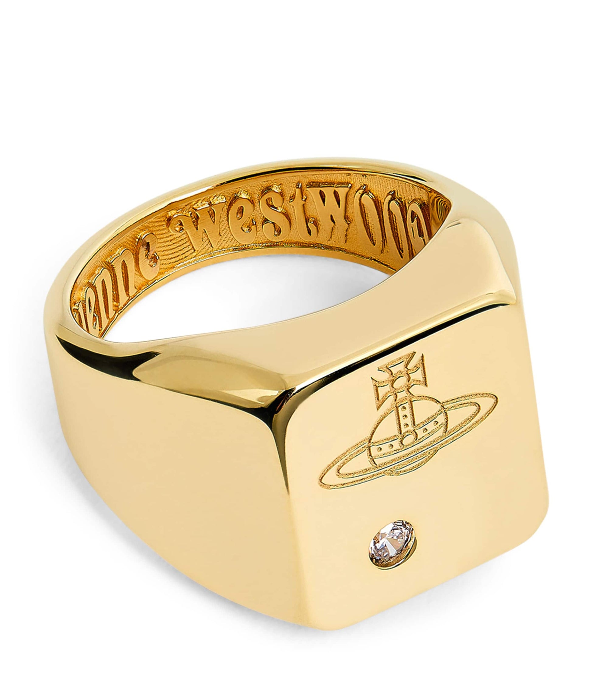 Vivienne Westwood Sterling Silver and Crystal Carlo Orb Signet Ring