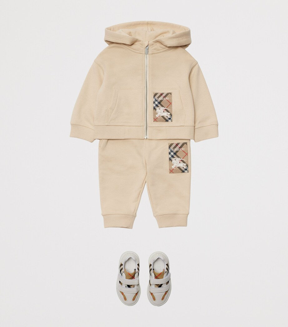 Burberry Kids Cotton Check-Label Sweatpants (6-24 Months)