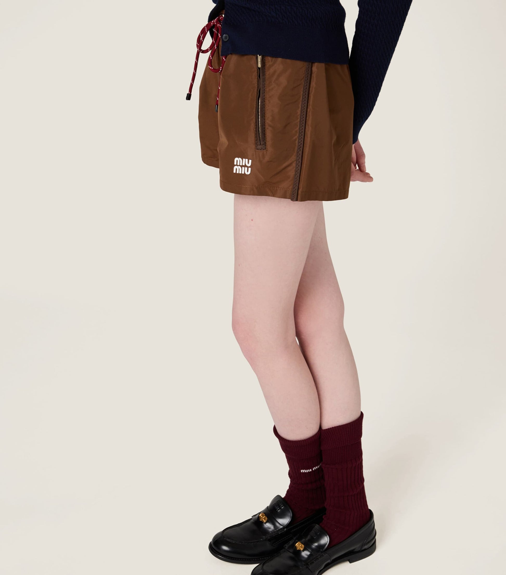 Miu Miu Brown Technical Drawstring Shorts