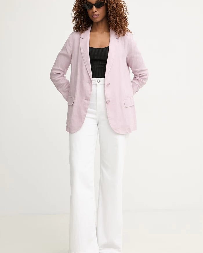 United Colors of Benetton tek düğmeli kadın keten blazer