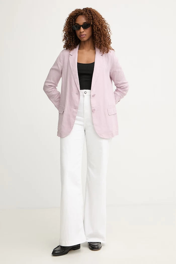 United Colors of Benetton tek düğmeli kadın keten blazer