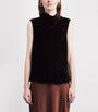 ME+EM Brown Velvet Cowl-Neck Top
