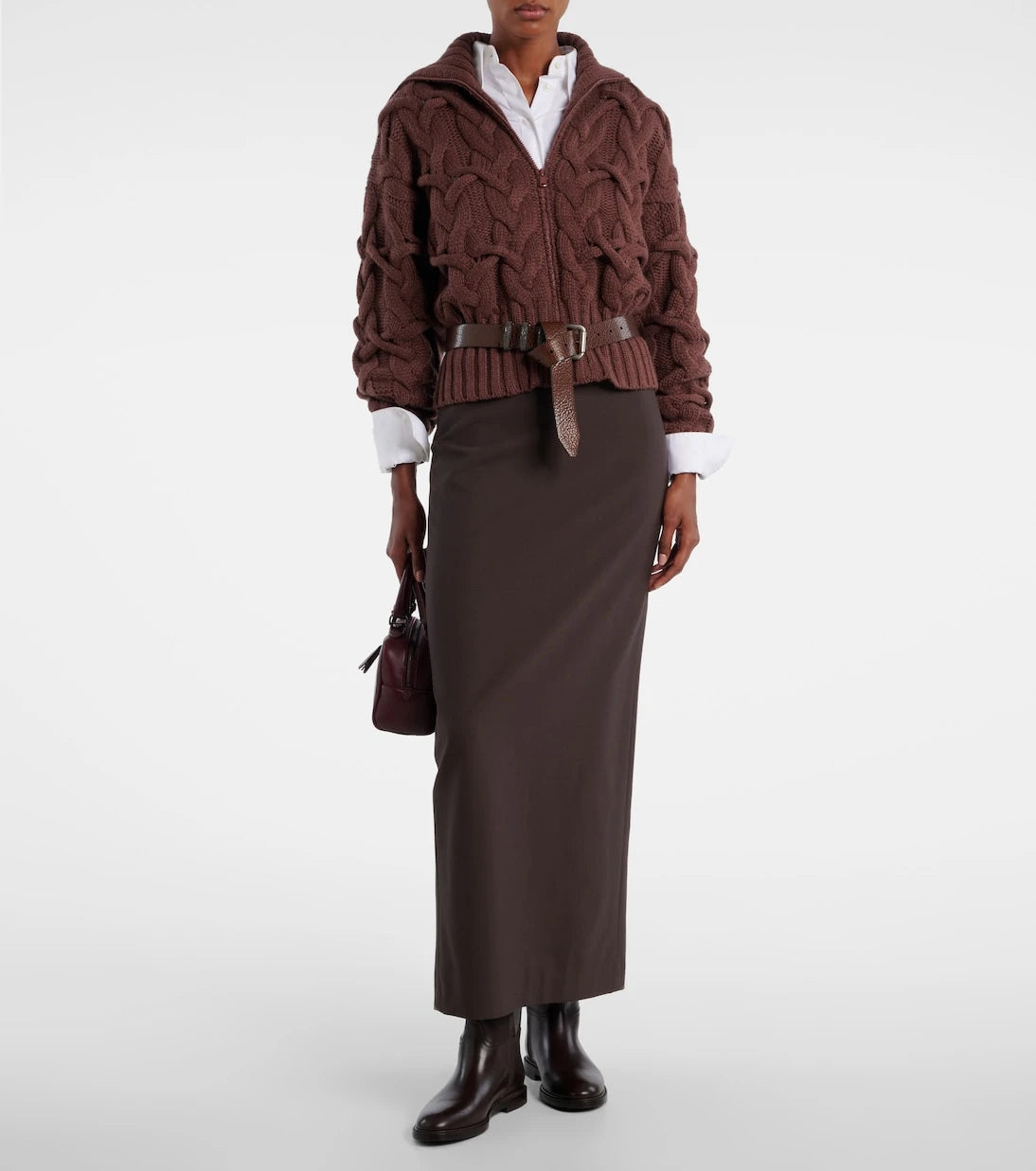 Brunello Cucinelli - Cable-knit cashmere zip-up cardigan