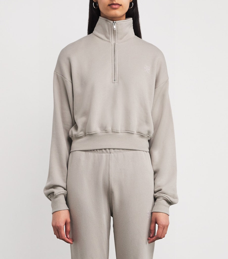 ÉTERNE Beige French Terry Cropped Sweatshirt