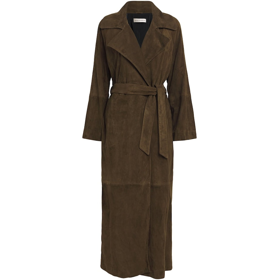 NOUR HAMMOUR Green Suede Althea Coat