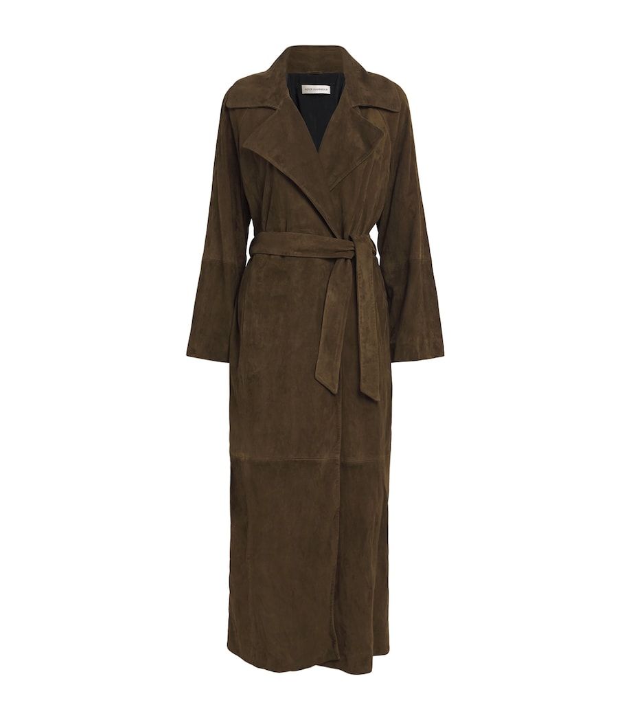 NOUR HAMMOUR Green Suede Althea Coat