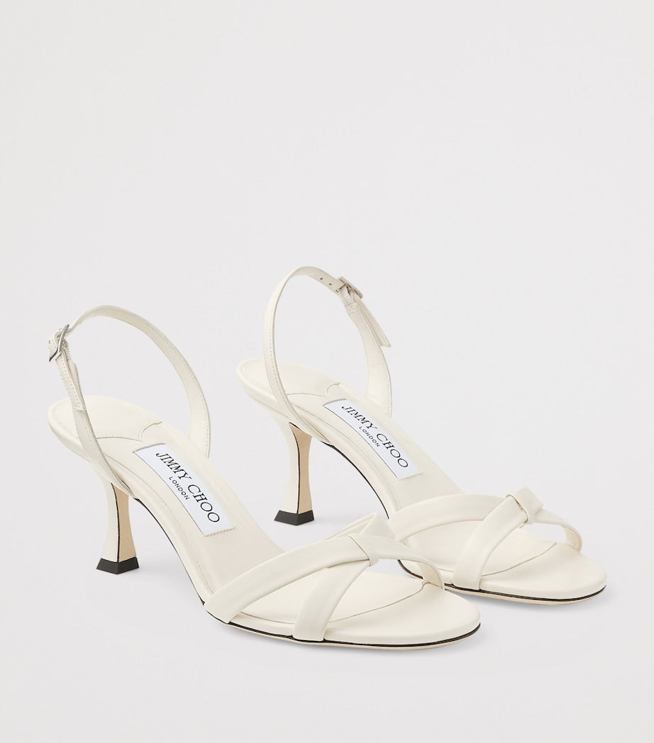 White Elsy 70 Leather Heeled Sandals