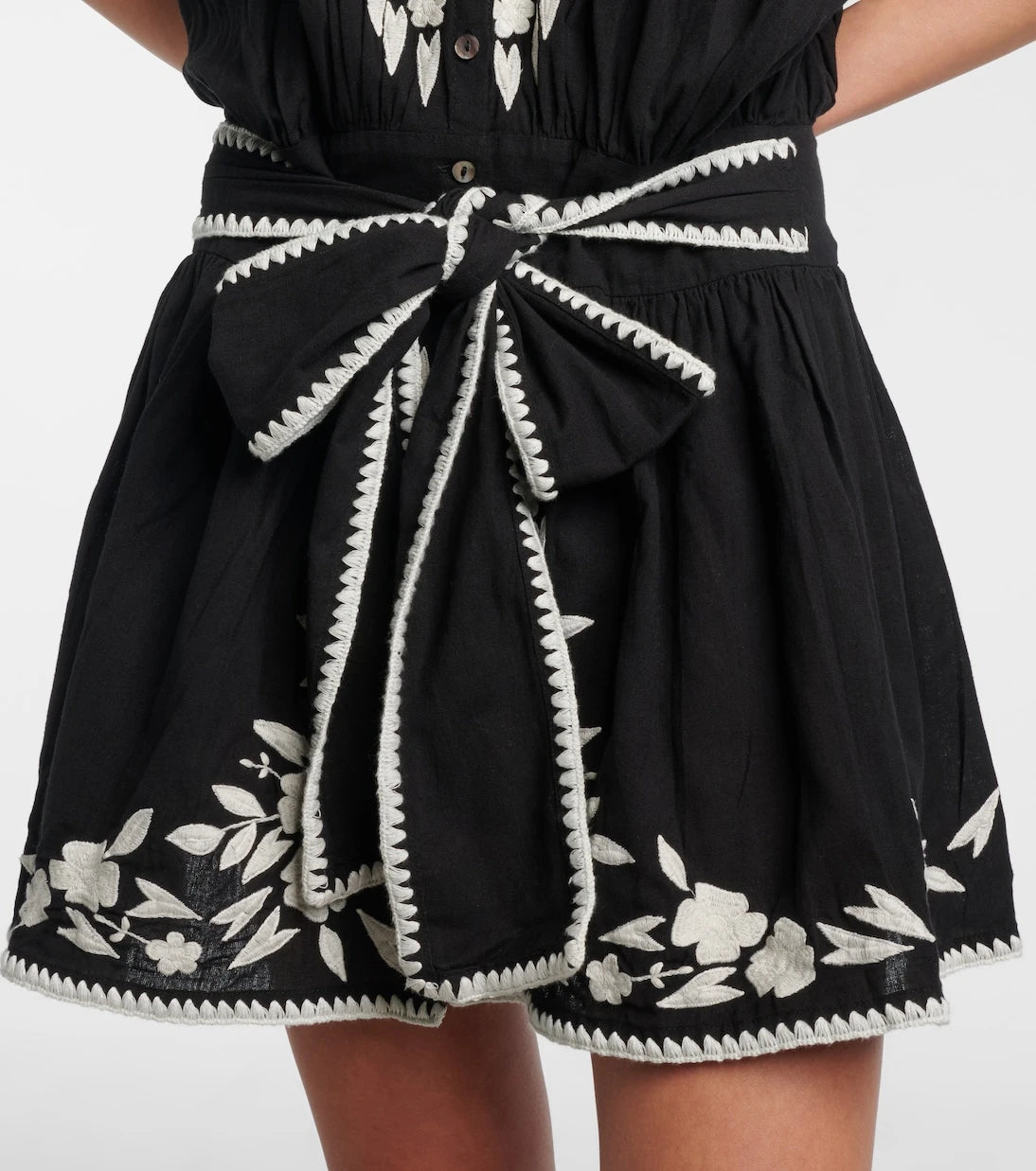 Juliet Dunn - Belted cotton and linen minidress