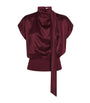 ESSE Studios Burgundy Silk Cowl-Neck Top