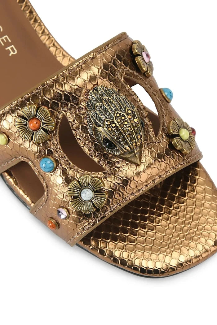 Kurt Geiger London чехли дамски кожени Eagle Cut Out Flat Sdl