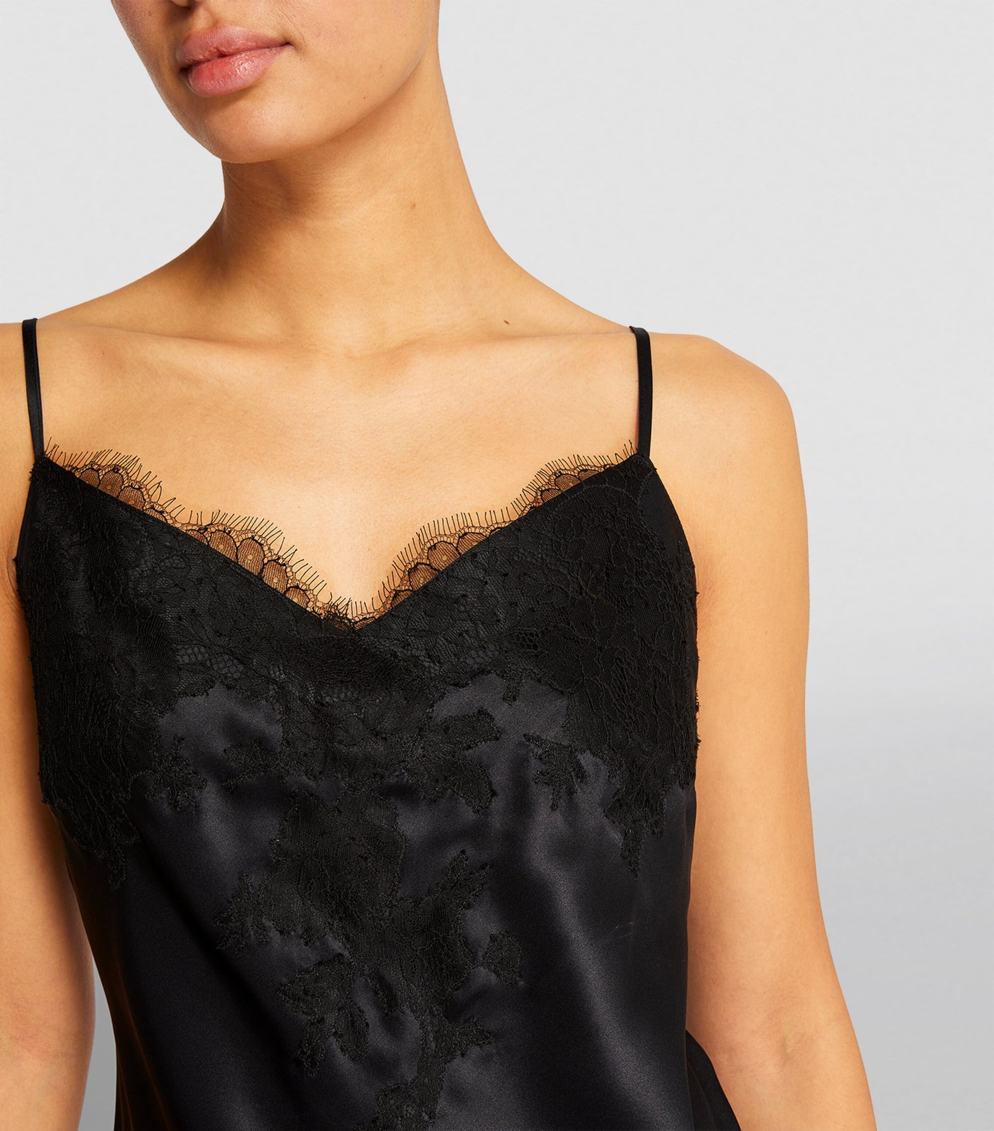Silk Lace-Trim Baccarat Camisole NOIR