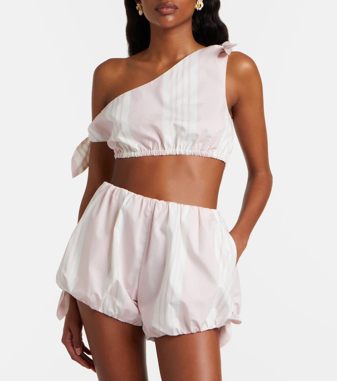 Posse - Rosie asymmetric striped cotton crop top
