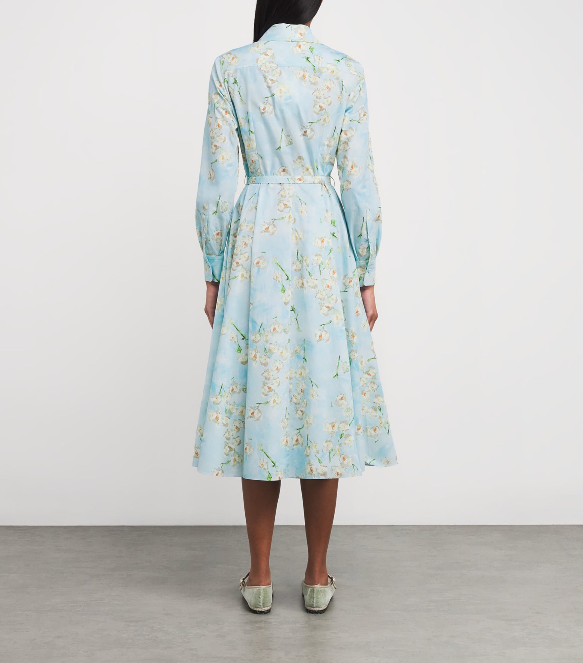 Emilia Wickstead Blue Cotton Floral Emmalyna Midi Dress