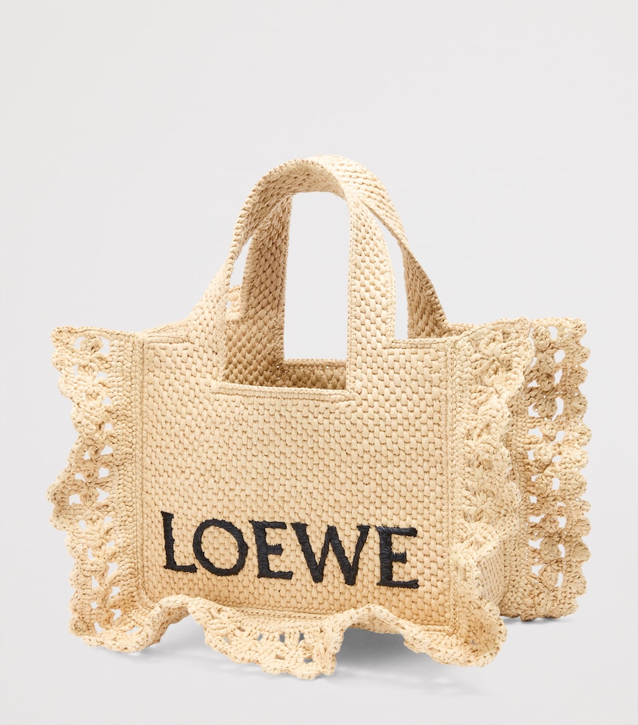 LOEWE Beige x Paula's Ibiza Raffia Font Tote Bag