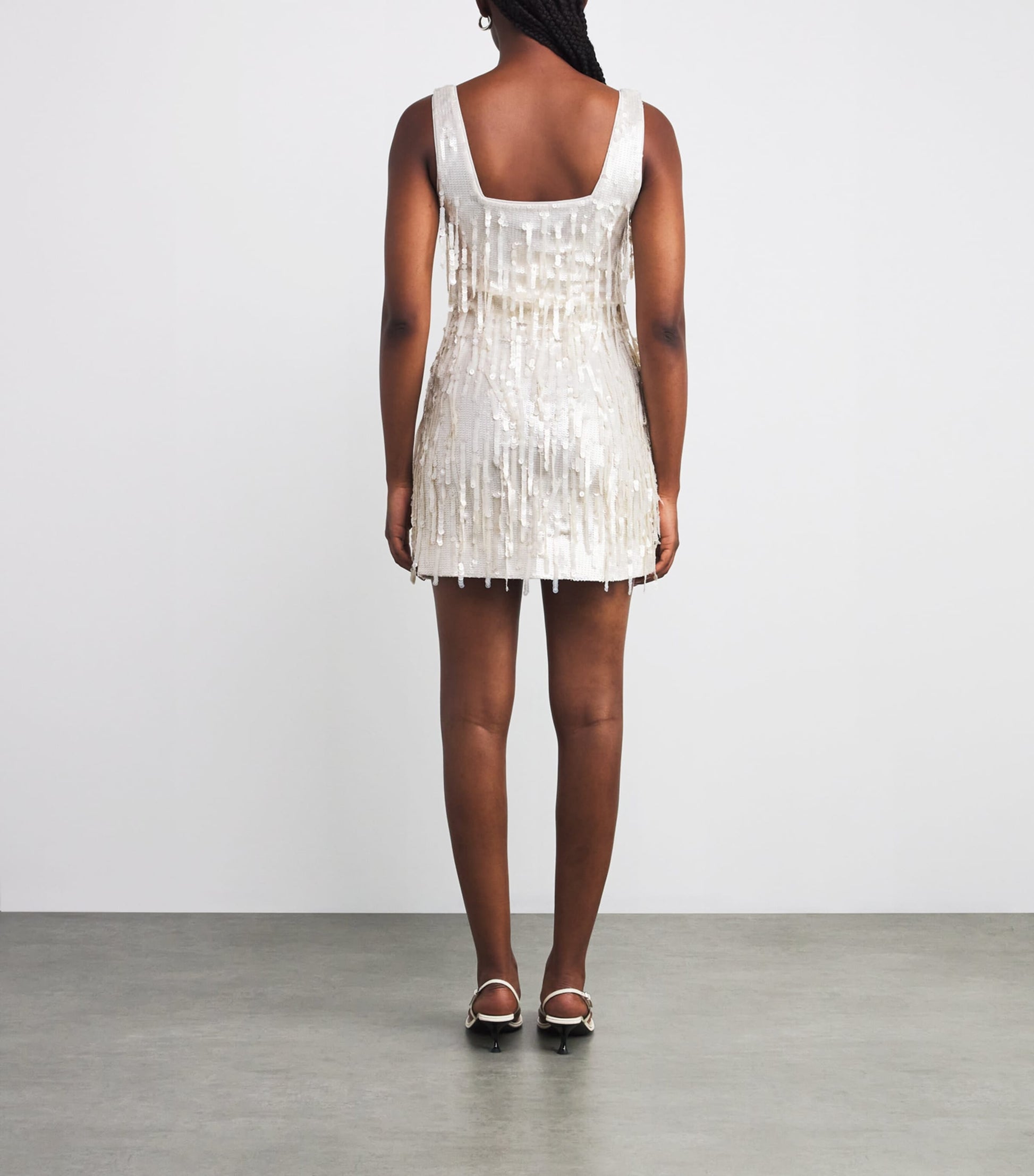STAUD White Sequin Le Sable Mini Dress
