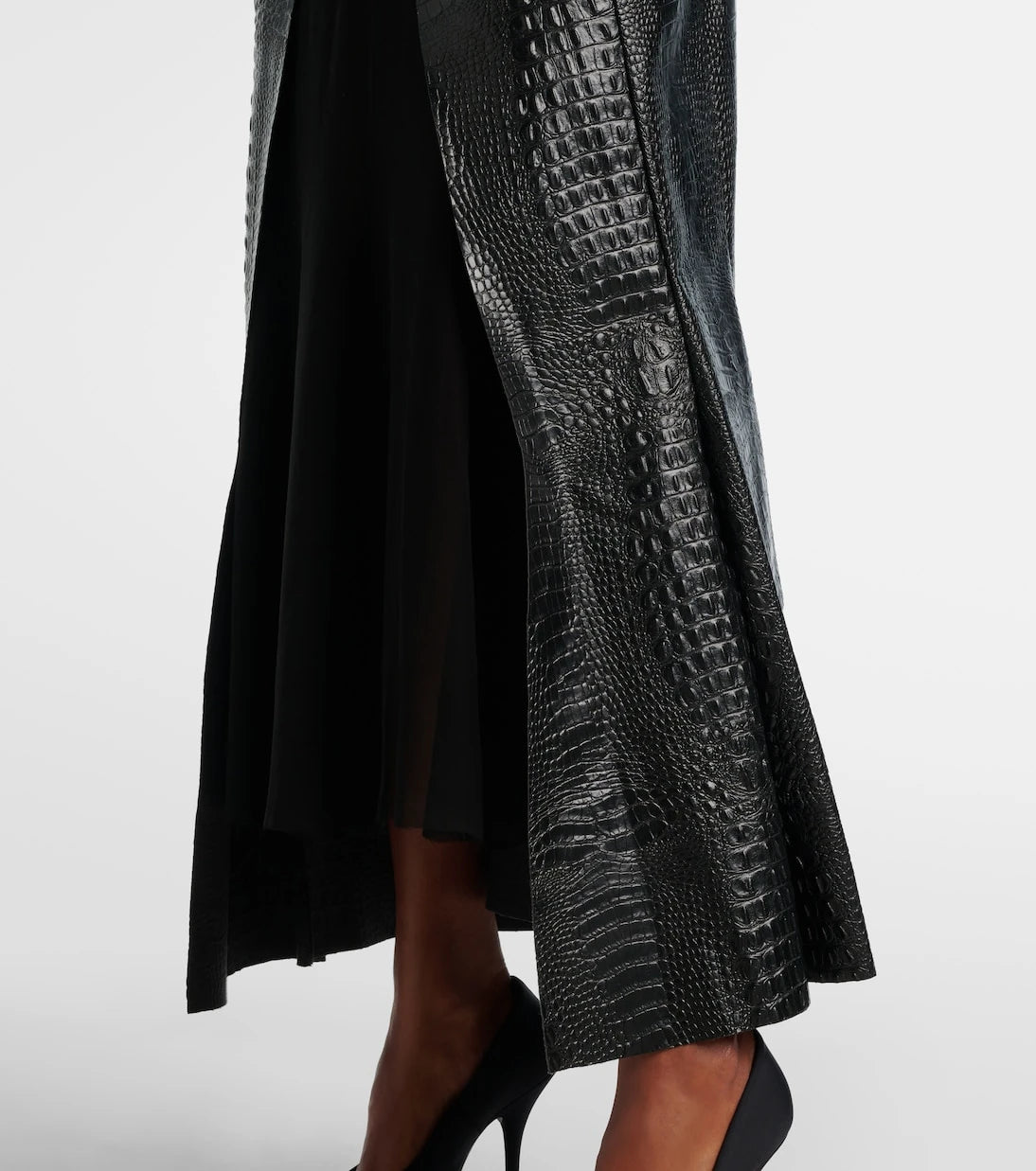 Junya Watanabe - Snake-effect faux leather midi dress