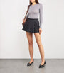 Black Denim Pleated Skort