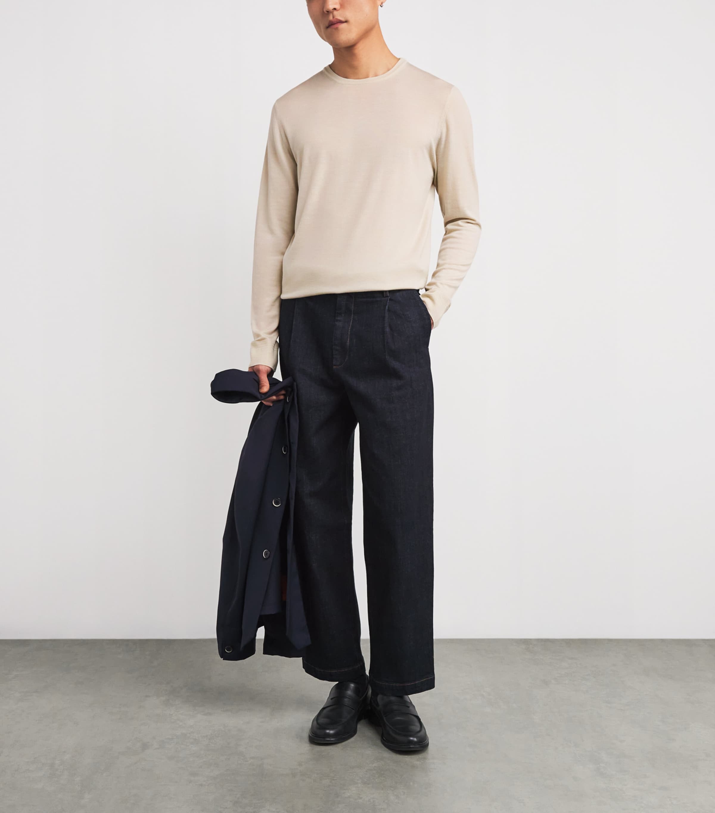 Beige Extrafine Merino Wool Sweater