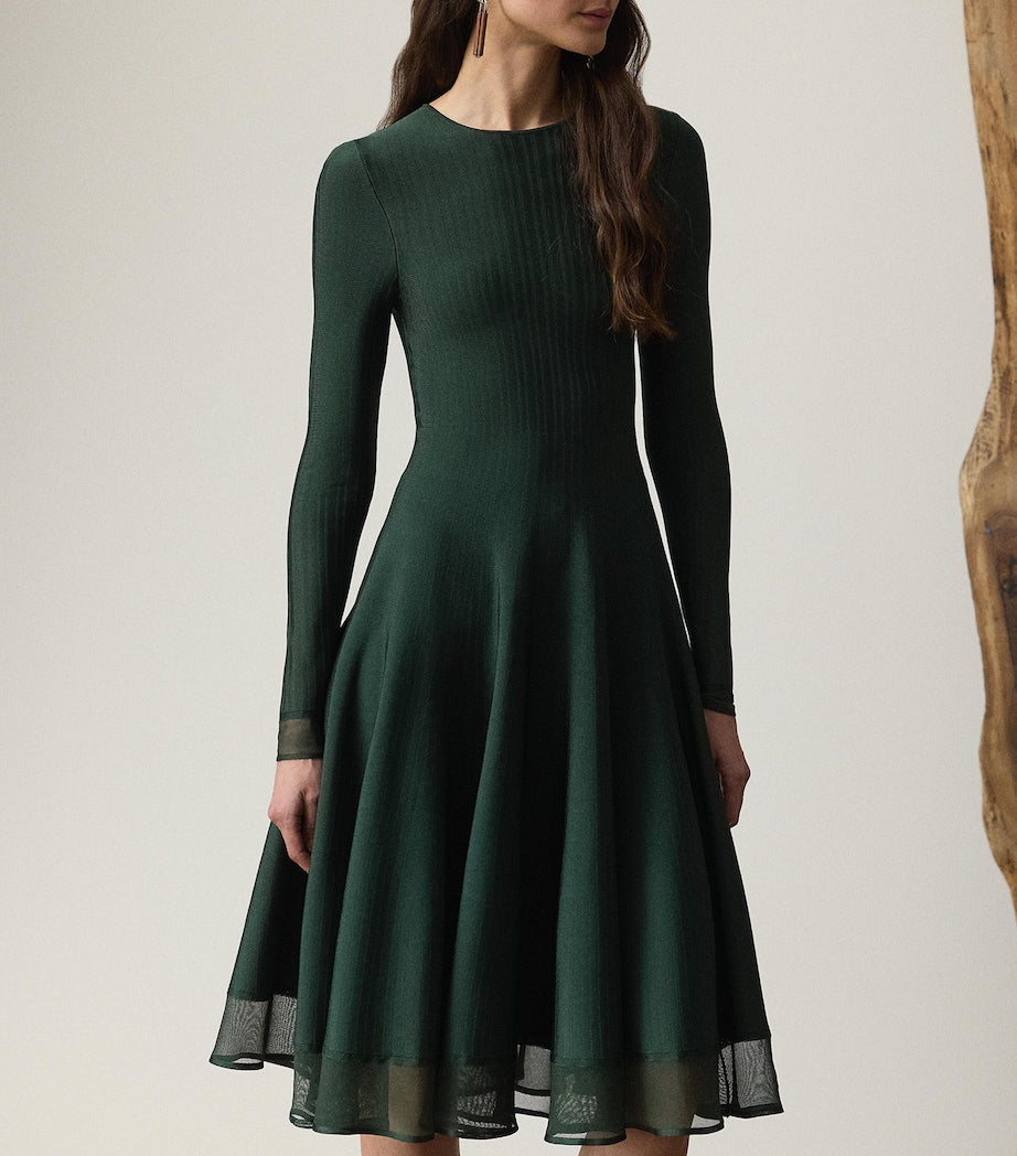 Sheer Edge Midi Dress DARK RACING GREEN