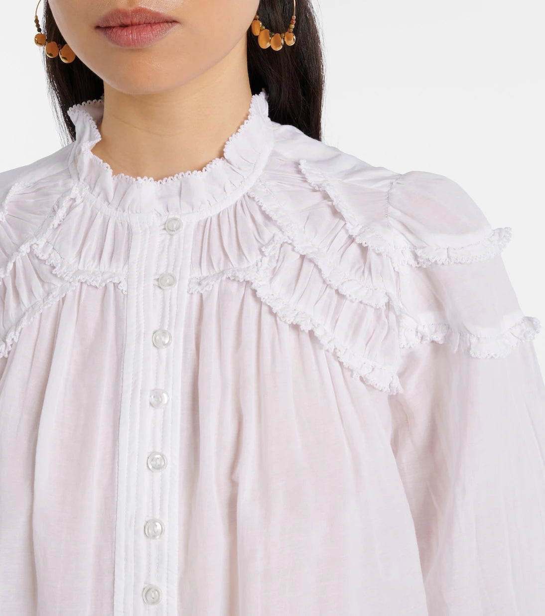 Marant Etoile - بلوزة كريستا مكشكشة من مزيج القطن