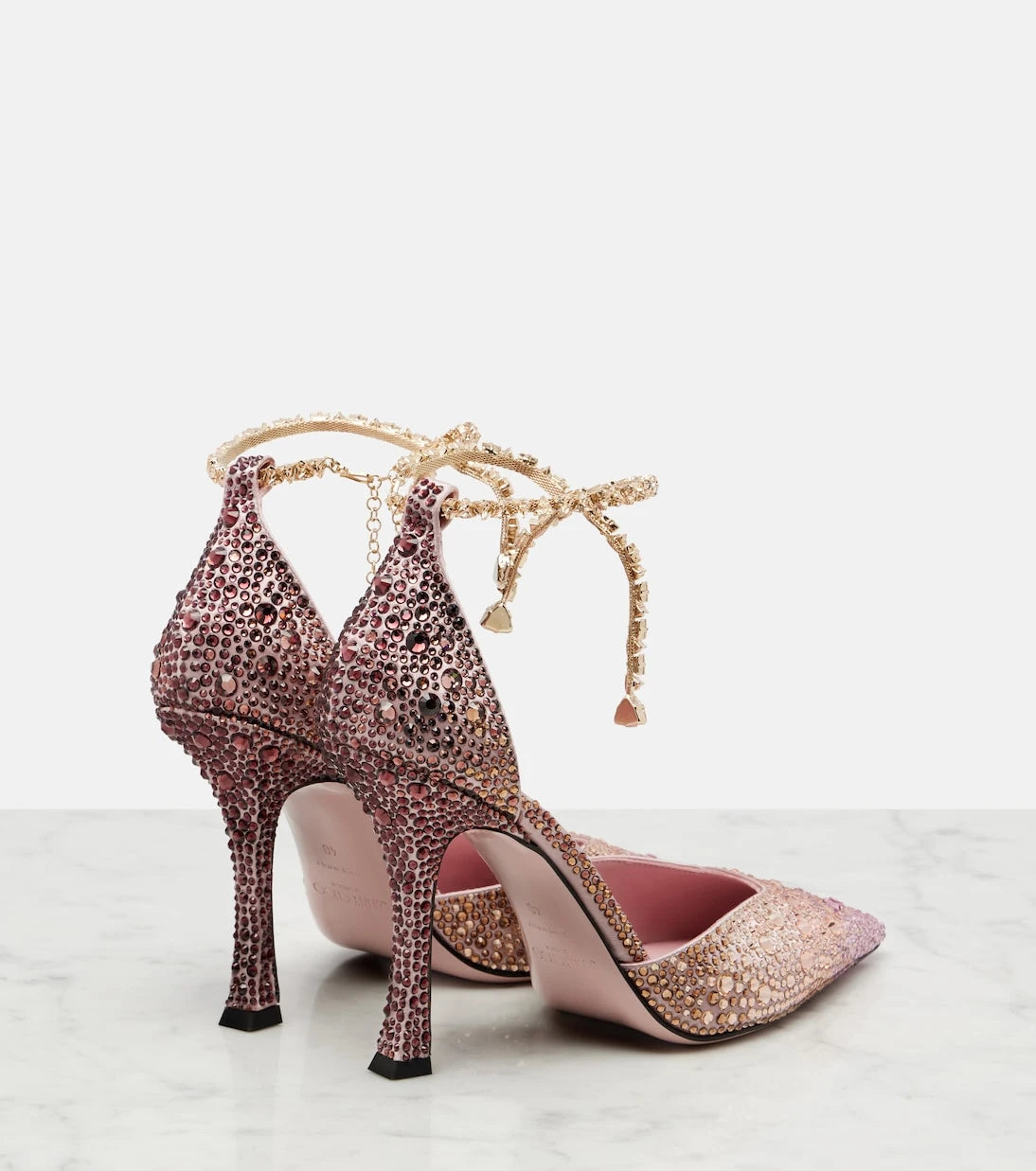 Jimmy Choo - Stevie 100 crystal-embellished satin pumps