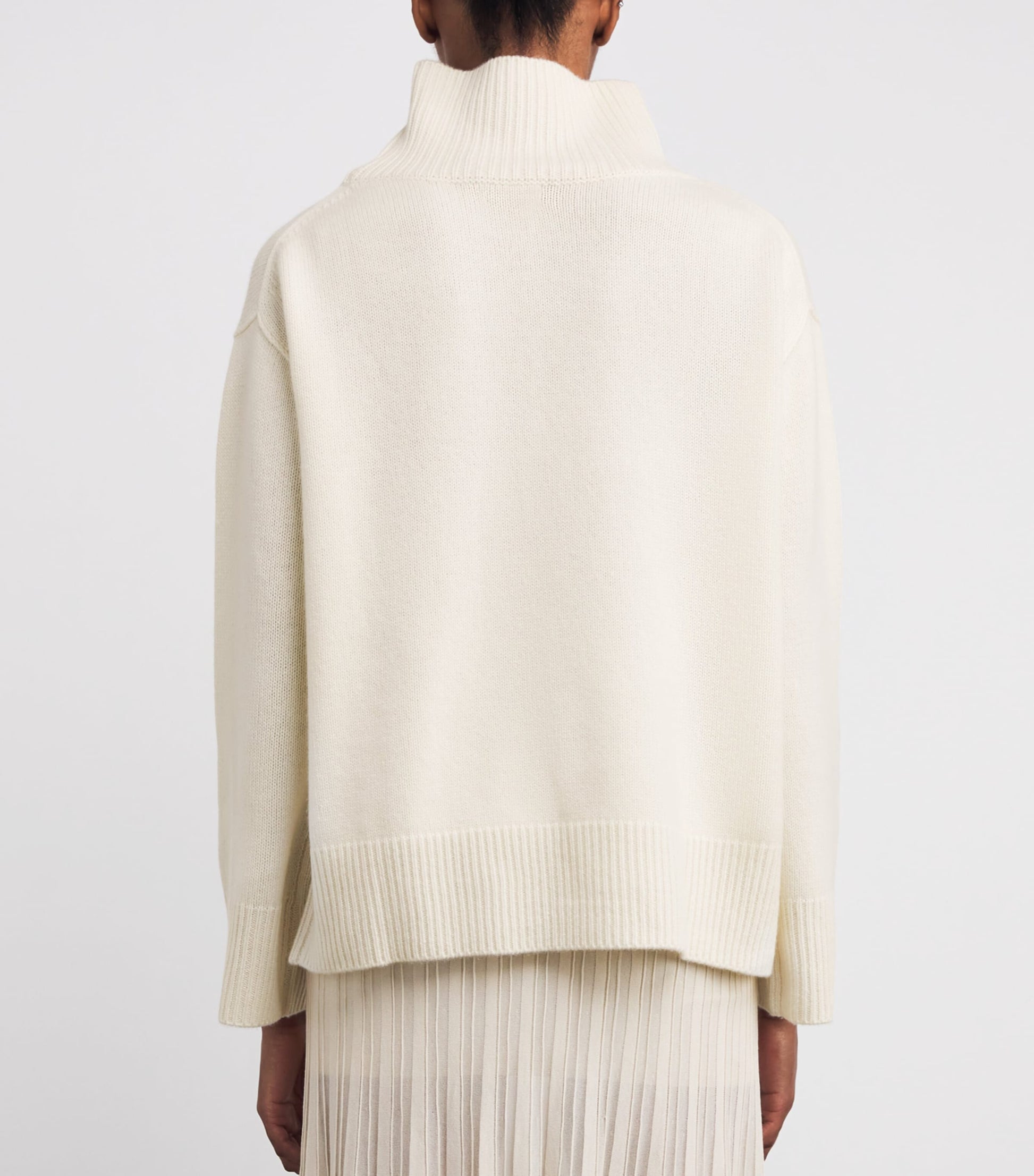 Soft Goat White Cashmere Rollneck Boyfriend Sweater