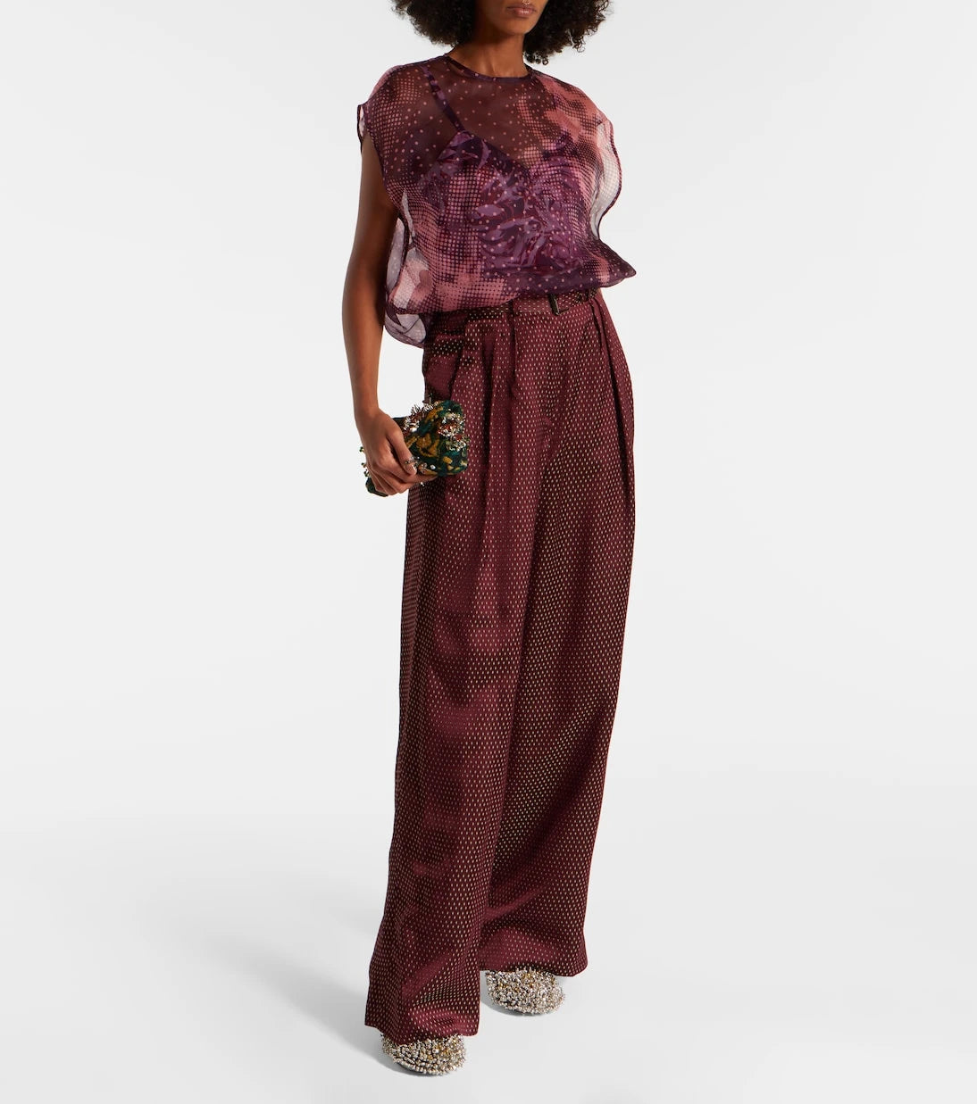 Dries Van Noten - Layered printed silk-blend top