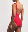 Red Celine Plunge Swimsuit