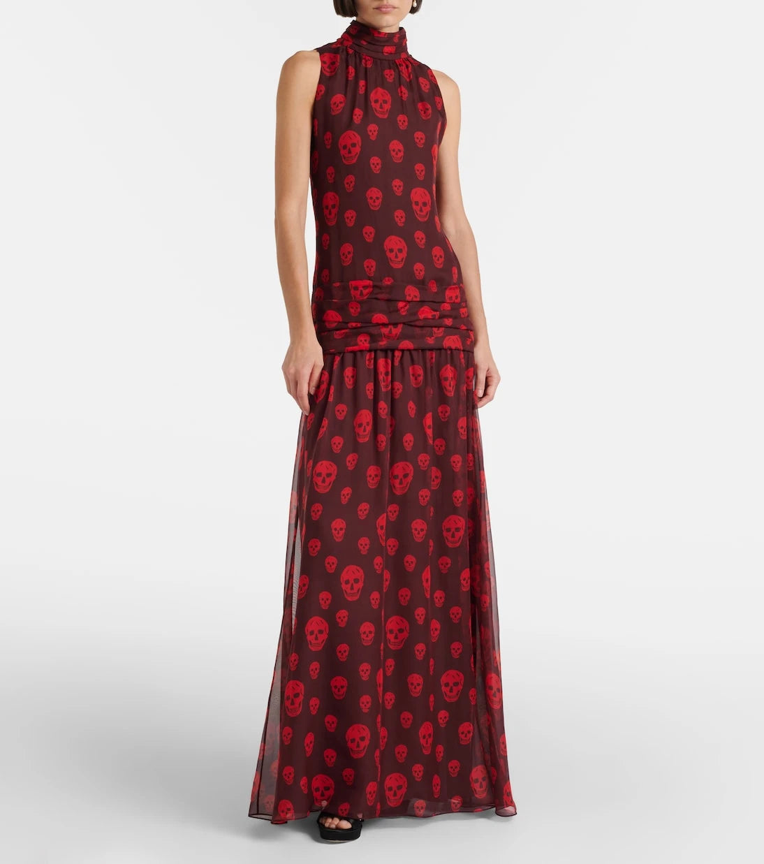 McQueen - Skull silk maxi dress