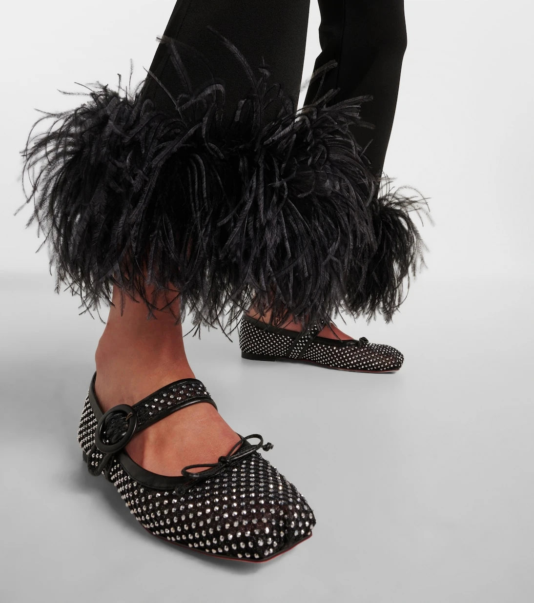 Christian Louboutin - Mamastrapitina embellished mesh ballet flats