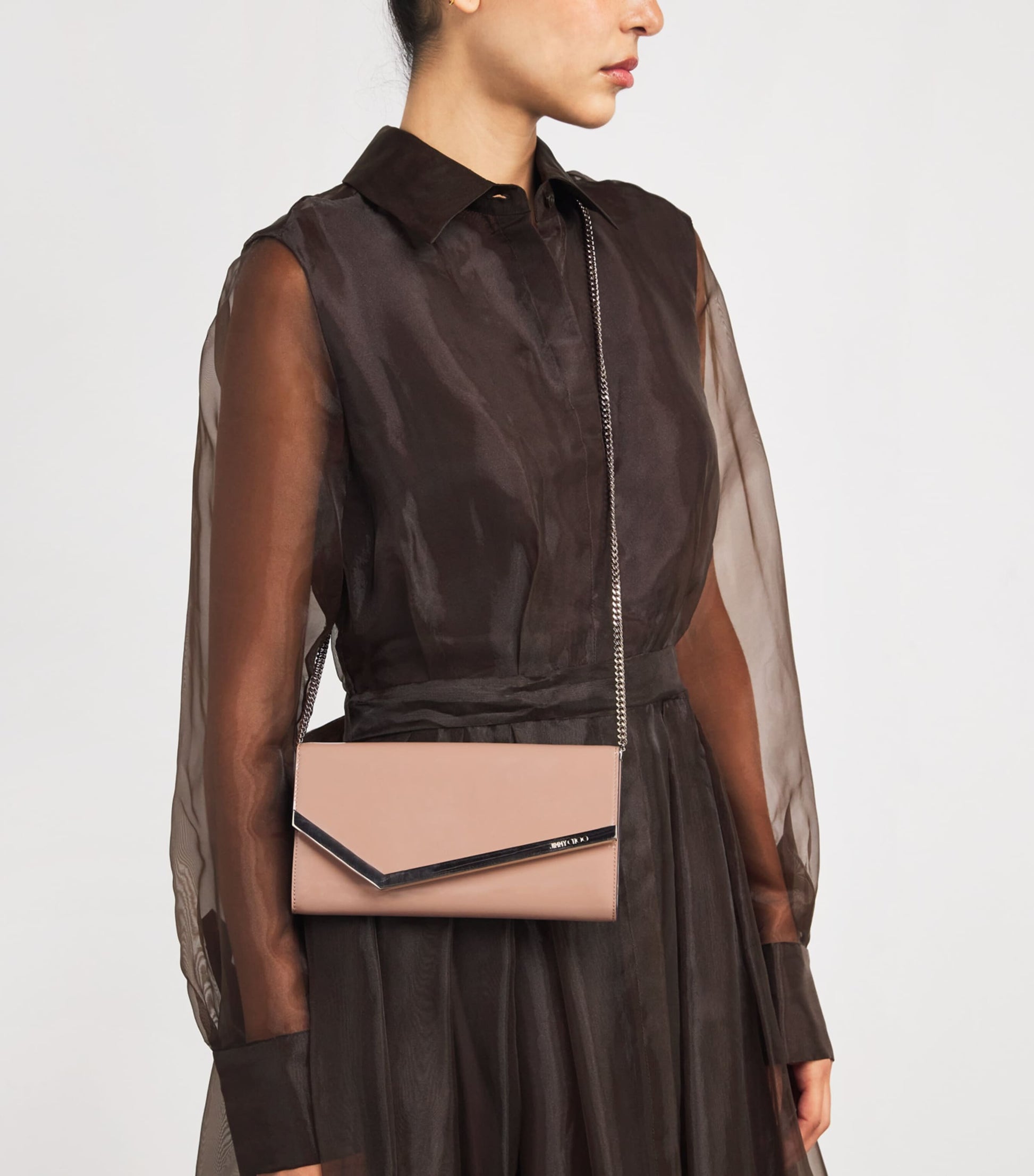 Leather Emmie Clutch Bag BALLET PINK/LIGHT GO