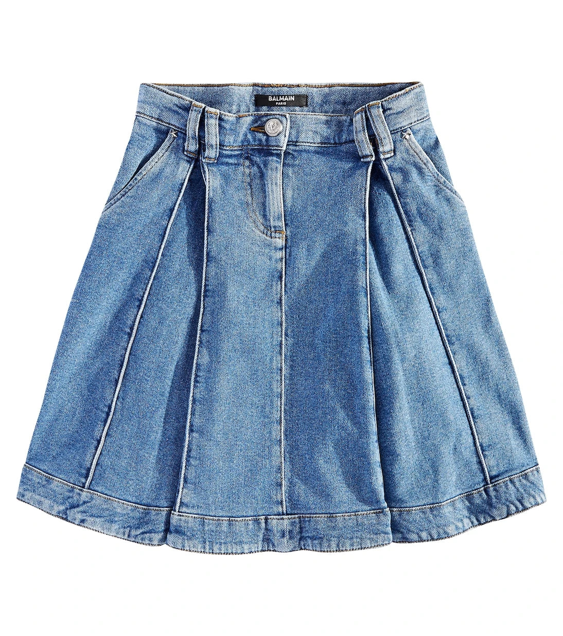 Balmain Kids - تنورة جينز مطوية