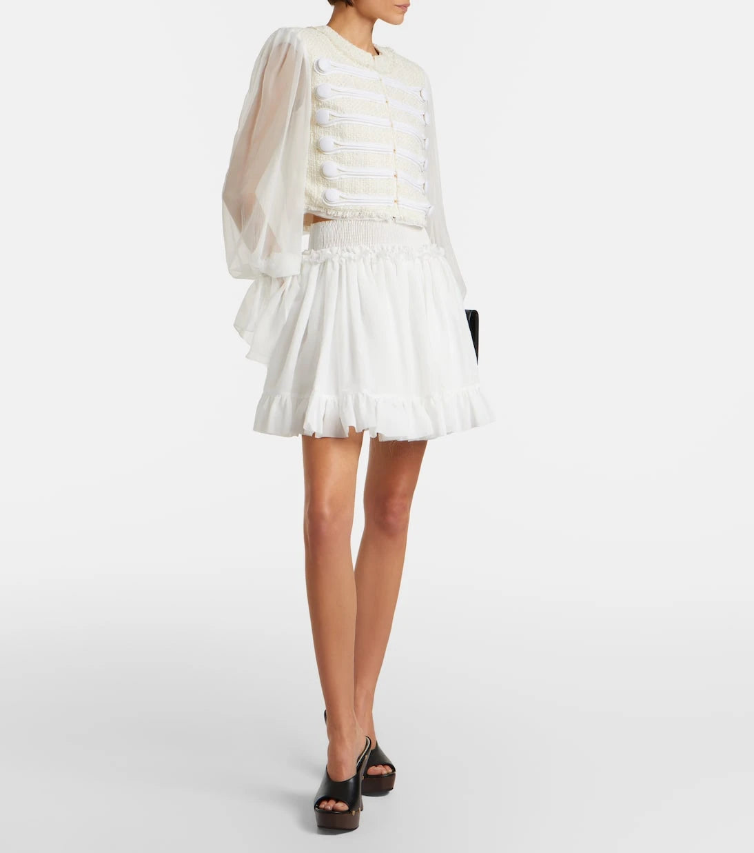 Balmain - Ruffled poplin miniskirt