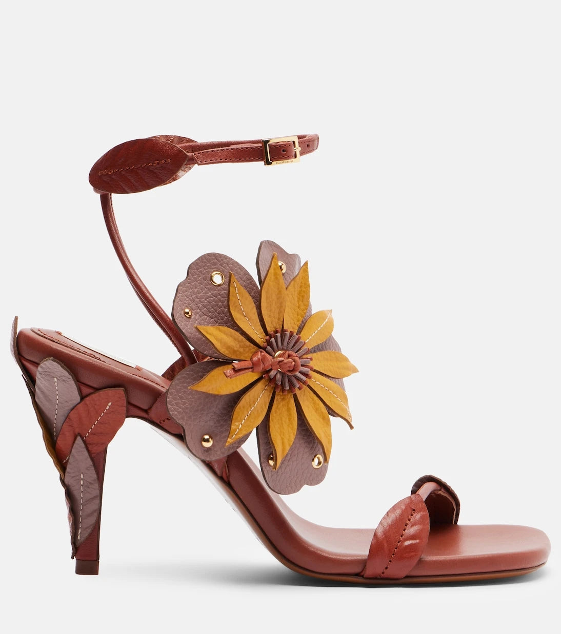 Zimmermann - Brightside floral-appliqué leather sandals