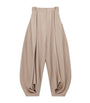 LOEWE Beige Cotton-Silk Draped Barrel-Leg Trousers