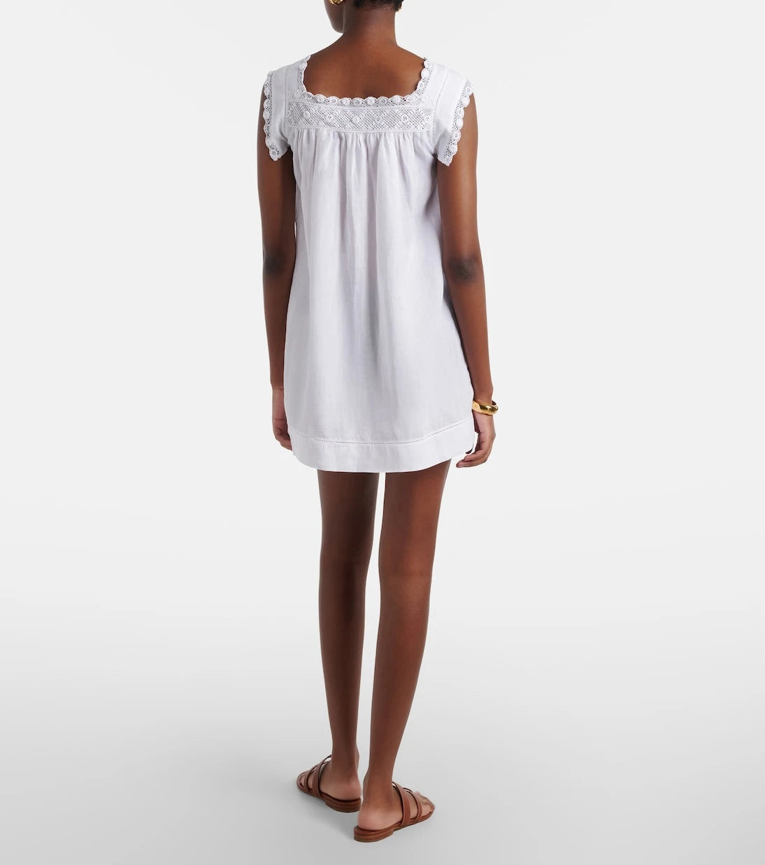 Dôen - Almadia lace-trimmed ramie minidress