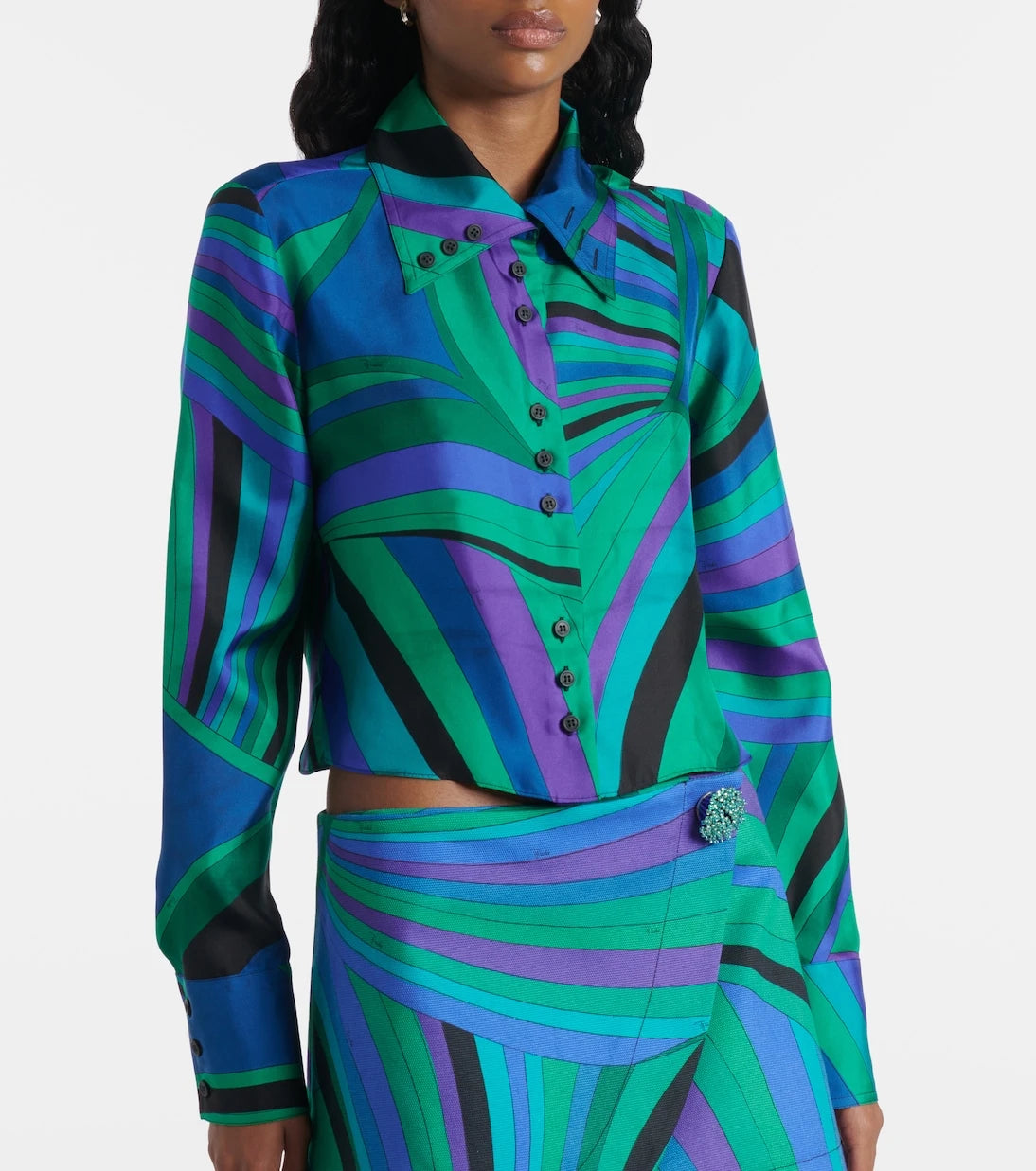 Pucci - Iride cropped silk shirt