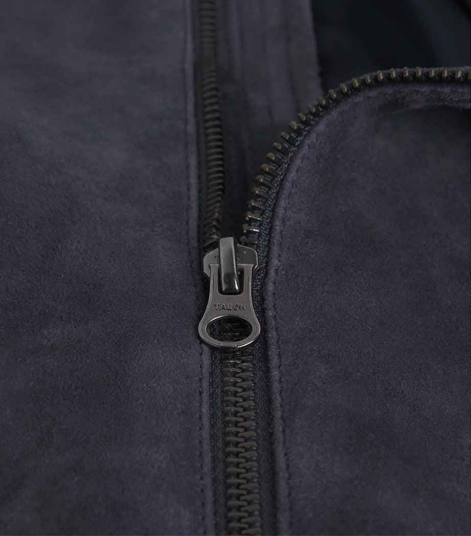 PAIGE Grey Suede Chen Bomber Jacket