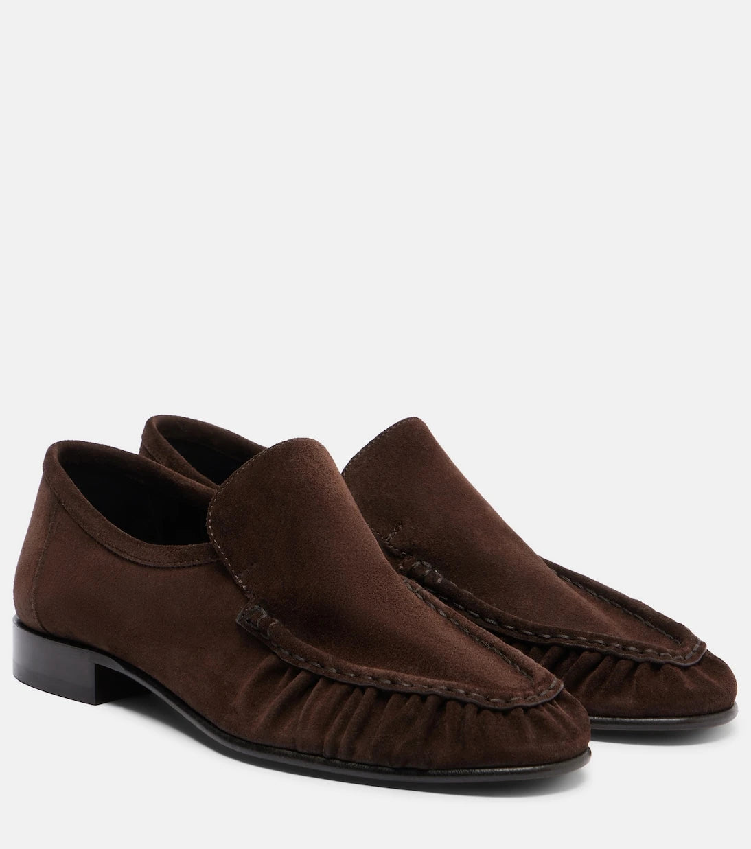 The Row - Soft ruched suede loafers