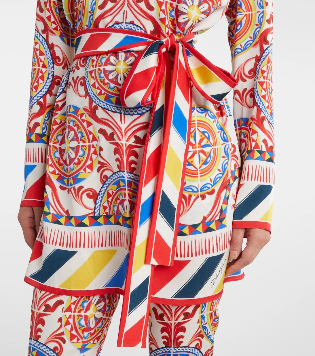 Dolce&Gabbana - Belted printed silk top